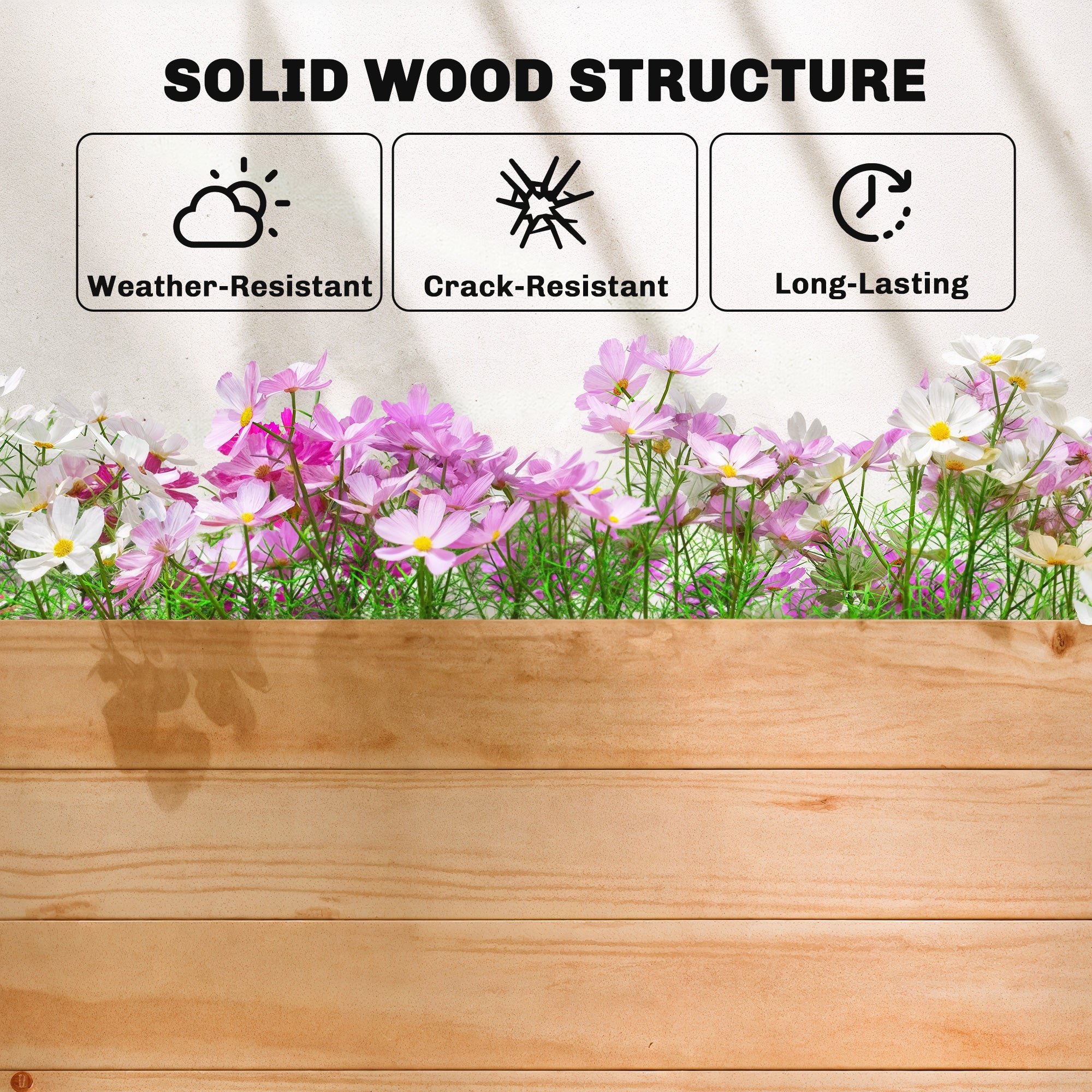 Fir Wood Outdoor Garden Planter Box 110cm Wide - Velmora