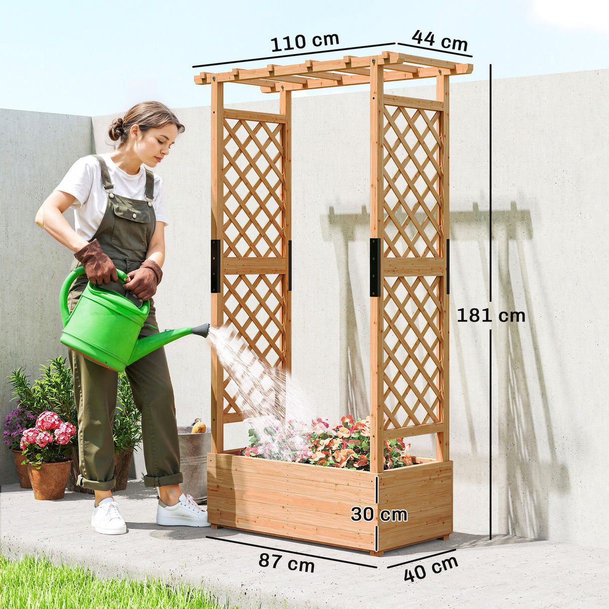 Fir Wood Outdoor Garden Planter Box 110cm Wide - Velmora
