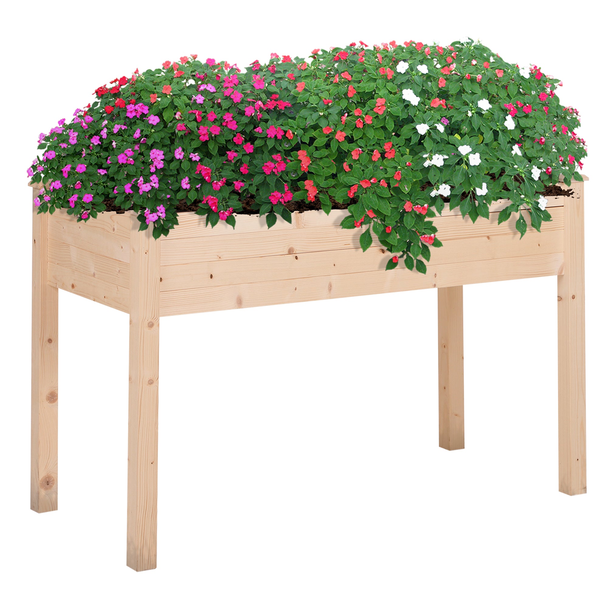 Fir Wood Outdoor Garden Planter Box 122.5cm Wide - Velmora