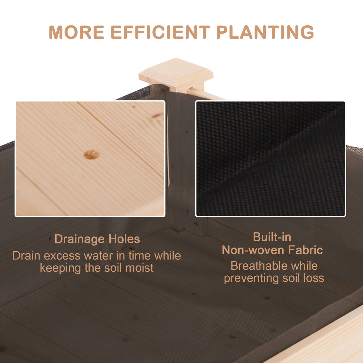 Fir Wood Outdoor Garden Planter Box 122.5cm Wide - Velmora
