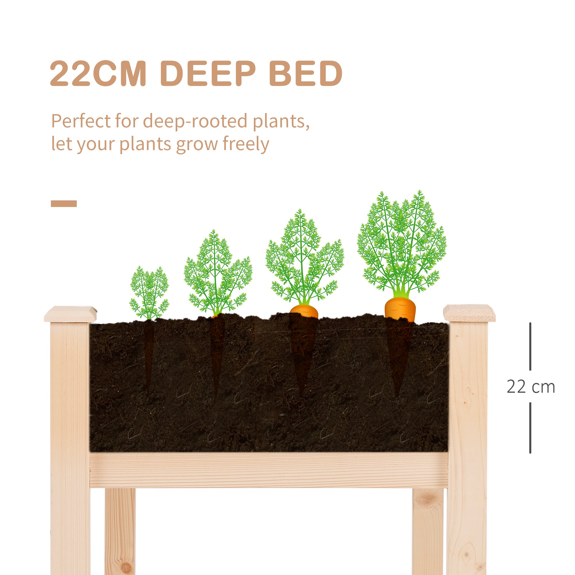 Fir Wood Outdoor Garden Planter Box 122.5cm Wide - Velmora