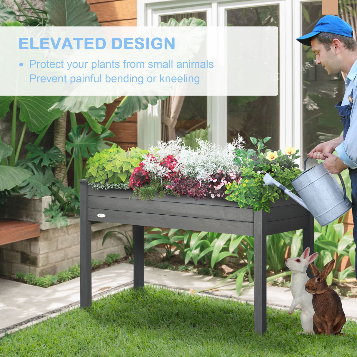 Fir Wood Outdoor Garden Planter Box 122.5cm Wide - Velmora