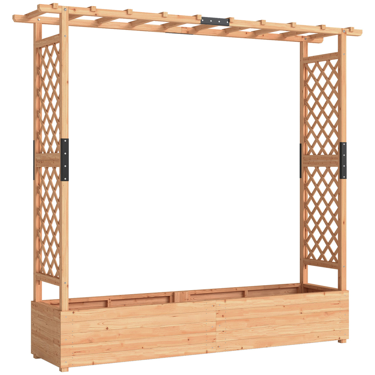 Fir Wood Outdoor Garden Planter Box 196cm Wide - Velmora