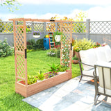Fir Wood Outdoor Garden Planter Box 196cm Wide - Velmora