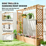 Fir Wood Outdoor Garden Planter Box 196cm Wide - Velmora