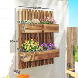 Fir Wood Outdoor Garden Planter Box 60cm Wide in Set Of 2 - Velmora