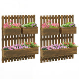 Fir Wood Outdoor Garden Planter Box 60cm Wide in Set Of 2 - Velmora