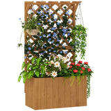 Fir Wood Outdoor Garden Planter Box 64cm Wide - Velmora