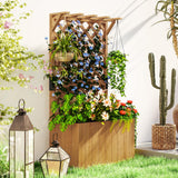 Fir Wood Outdoor Garden Planter Box 64cm Wide - Velmora