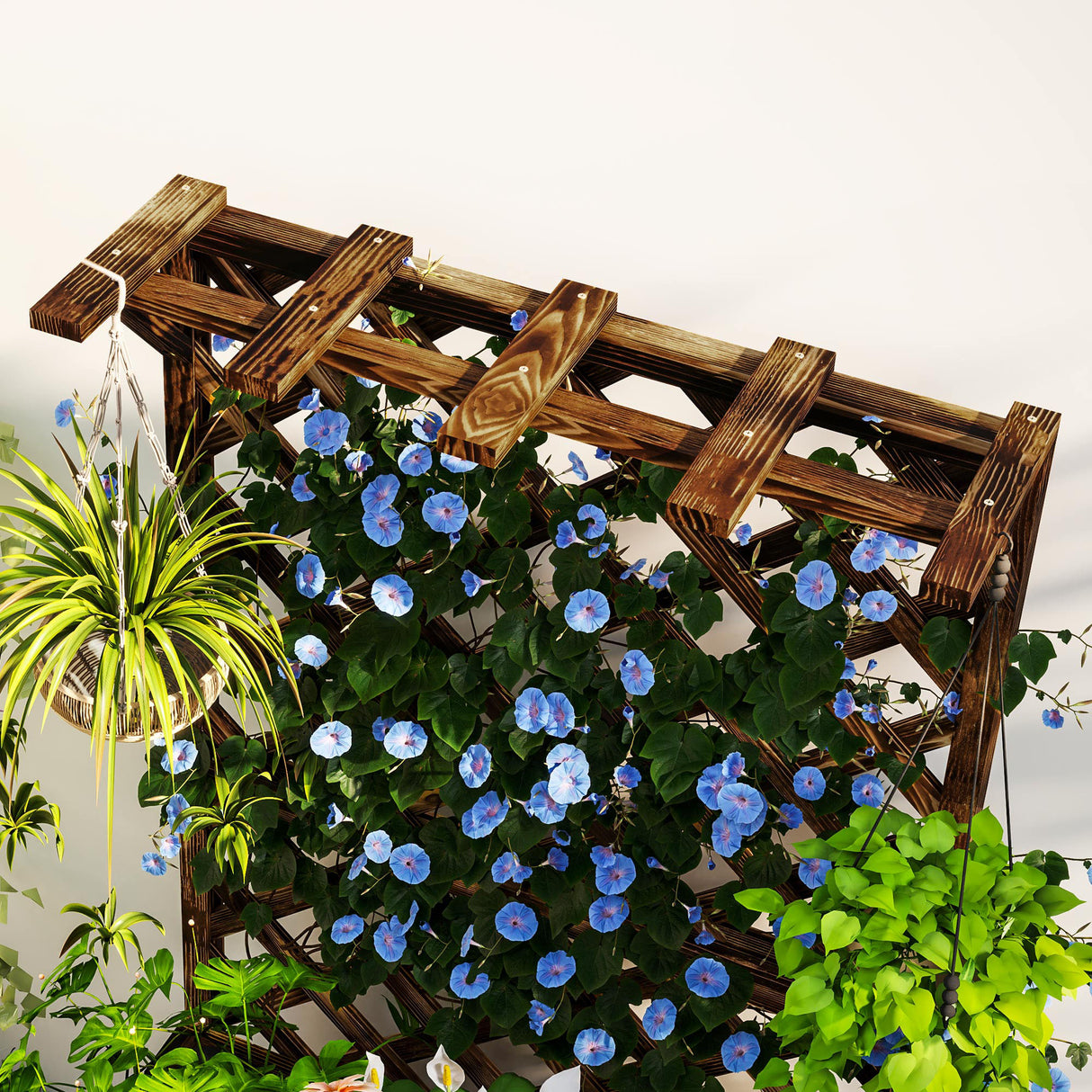Fir Wood Outdoor Garden Planter Box 64cm Wide - Velmora