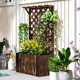 Fir Wood Outdoor Garden Planter Box 64cm Wide - Velmora
