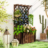 Fir Wood Outdoor Garden Planter Box 64cm Wide - Velmora