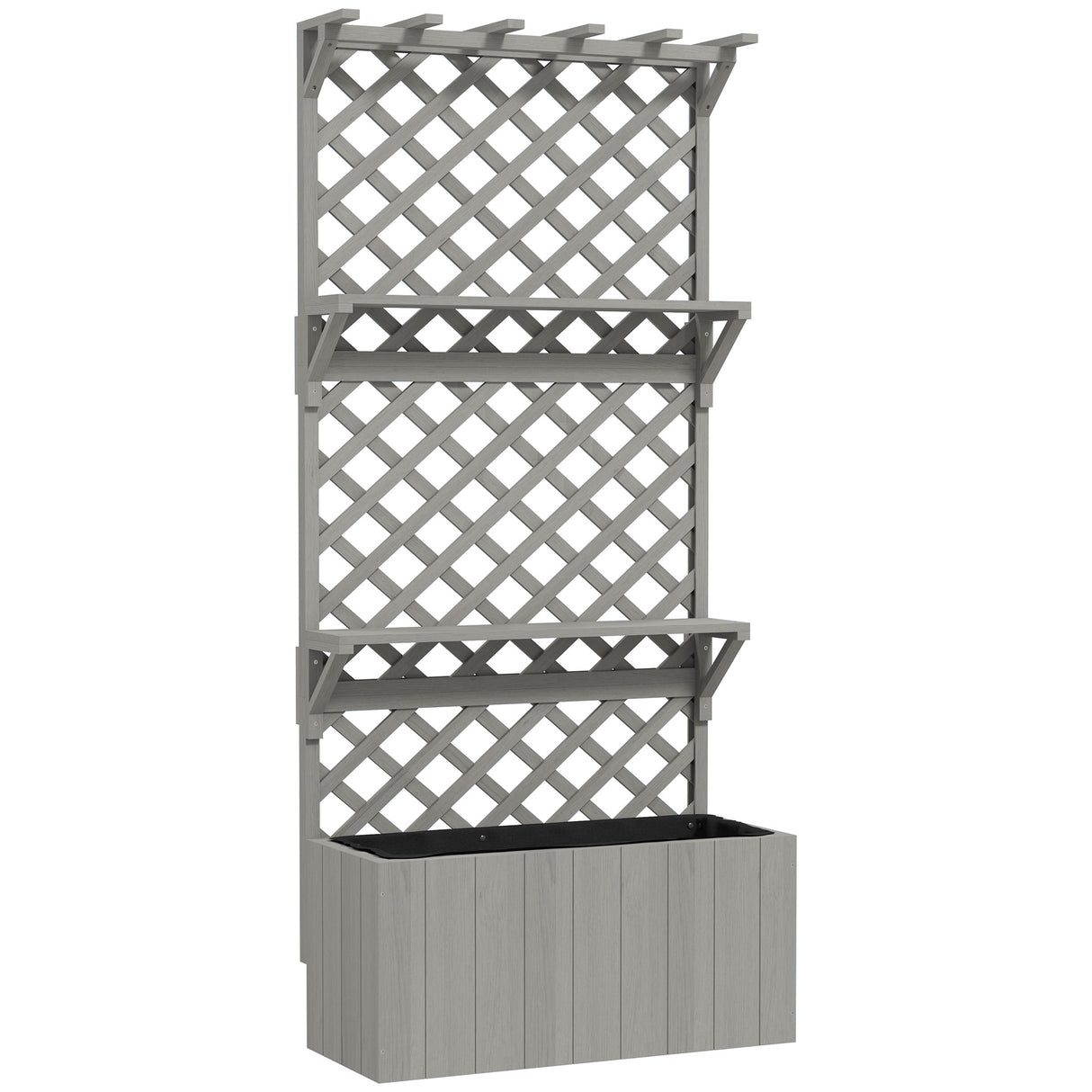 Fir Wood Outdoor Garden Planter Box 76cm Wide - Velmora