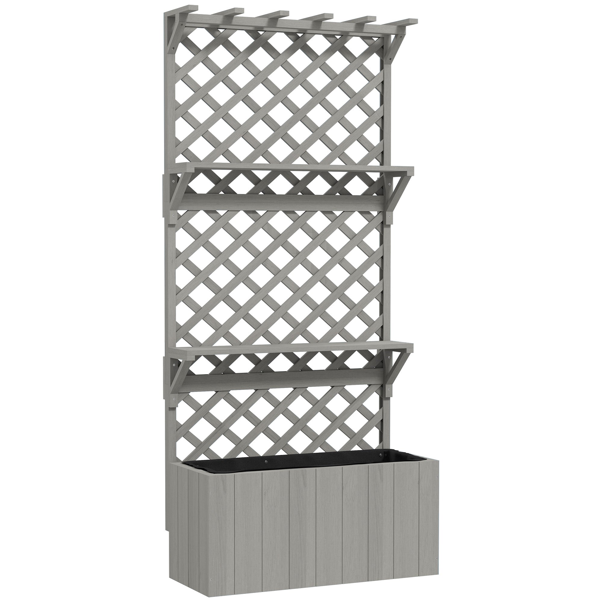 Fir Wood Outdoor Garden Planter Box 76cm Wide - Velmora