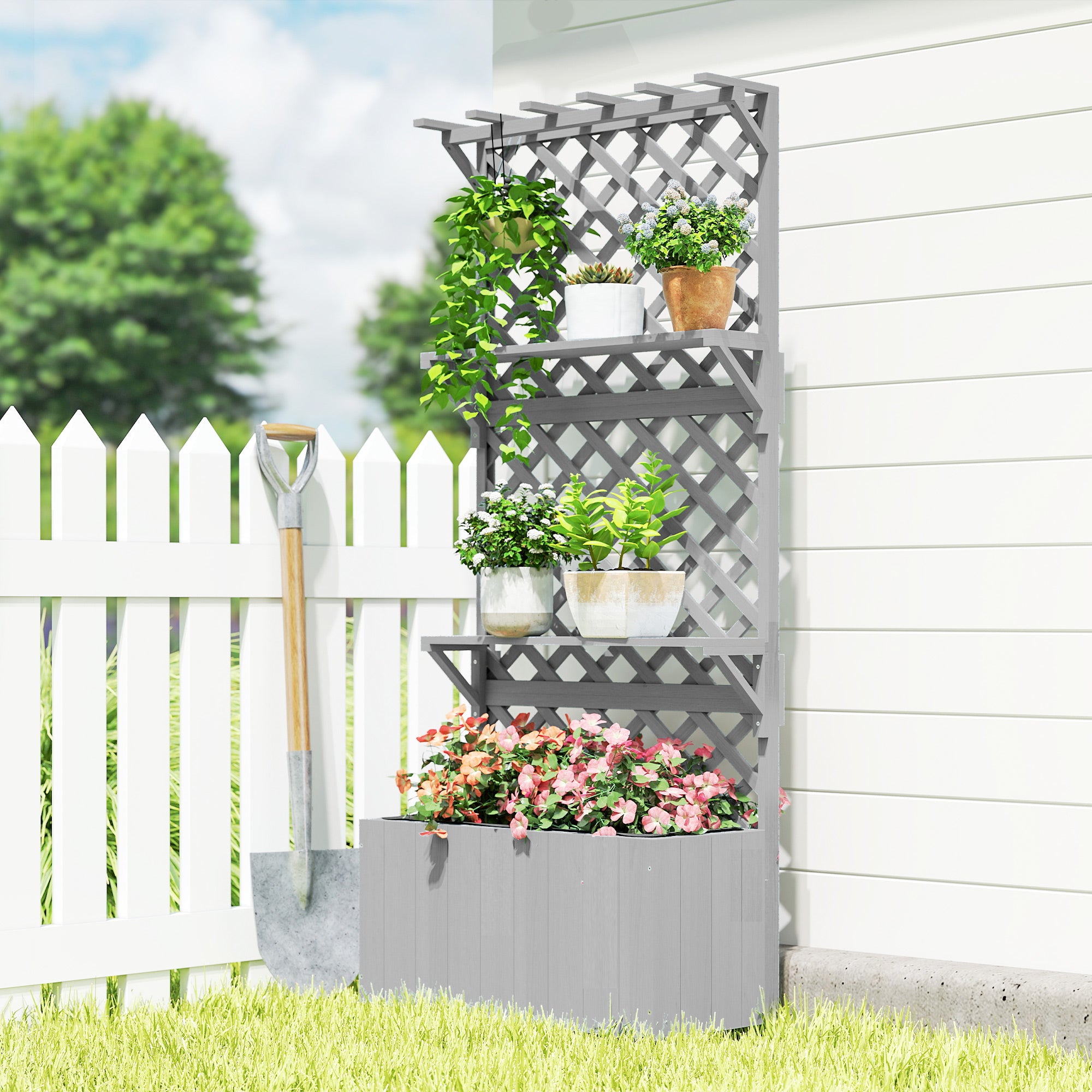 Fir Wood Outdoor Garden Planter Box 76cm Wide - Velmora
