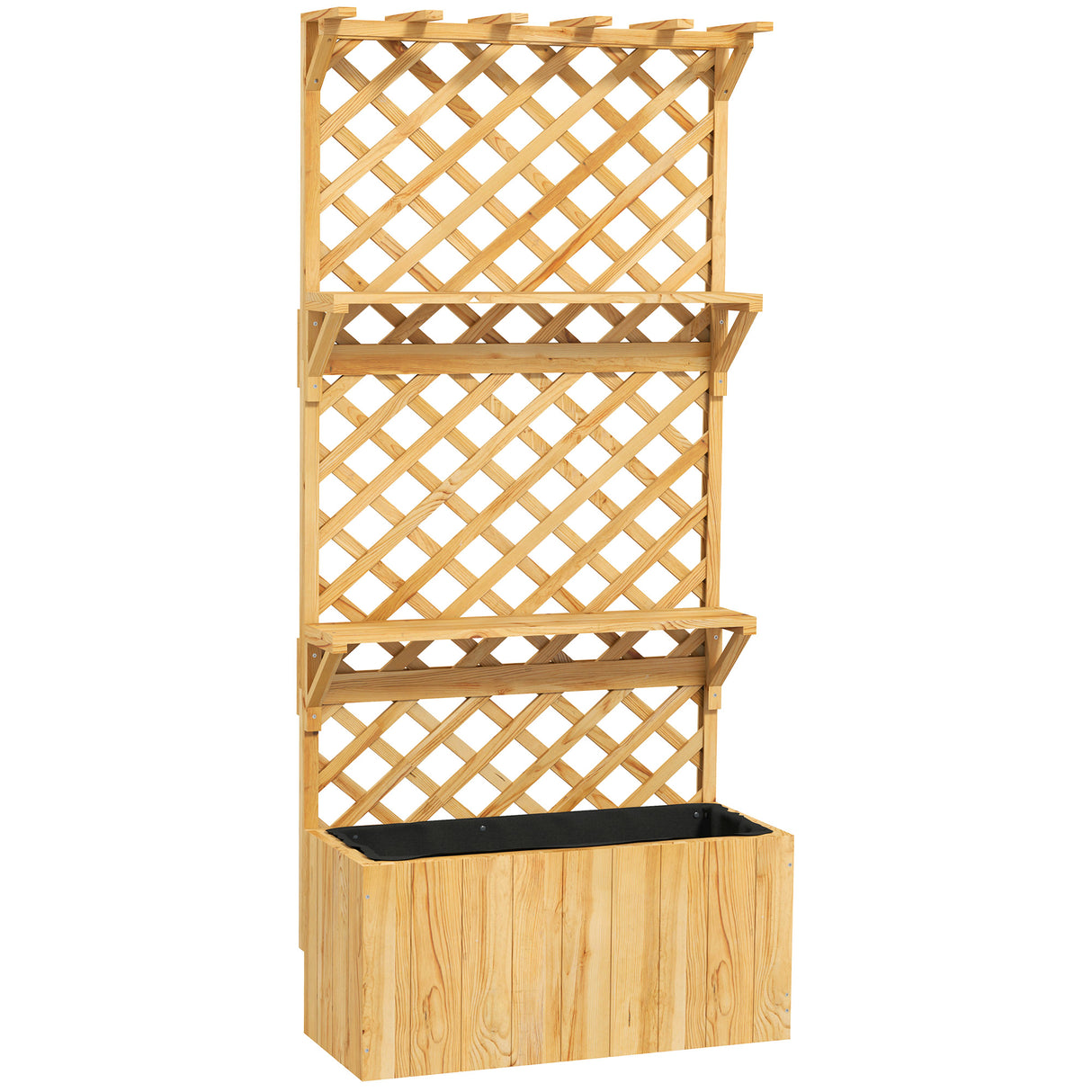 Fir Wood Outdoor Garden Planter Box 76cm Wide - Velmora