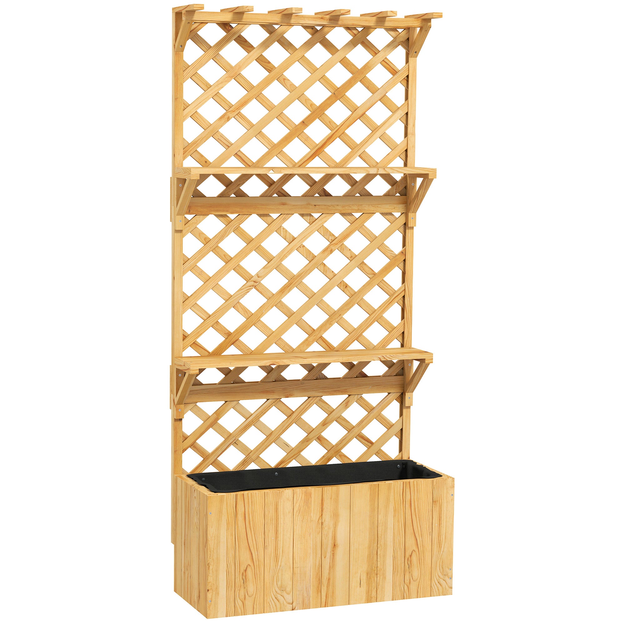 Fir Wood Outdoor Garden Planter Box 76cm Wide - Velmora