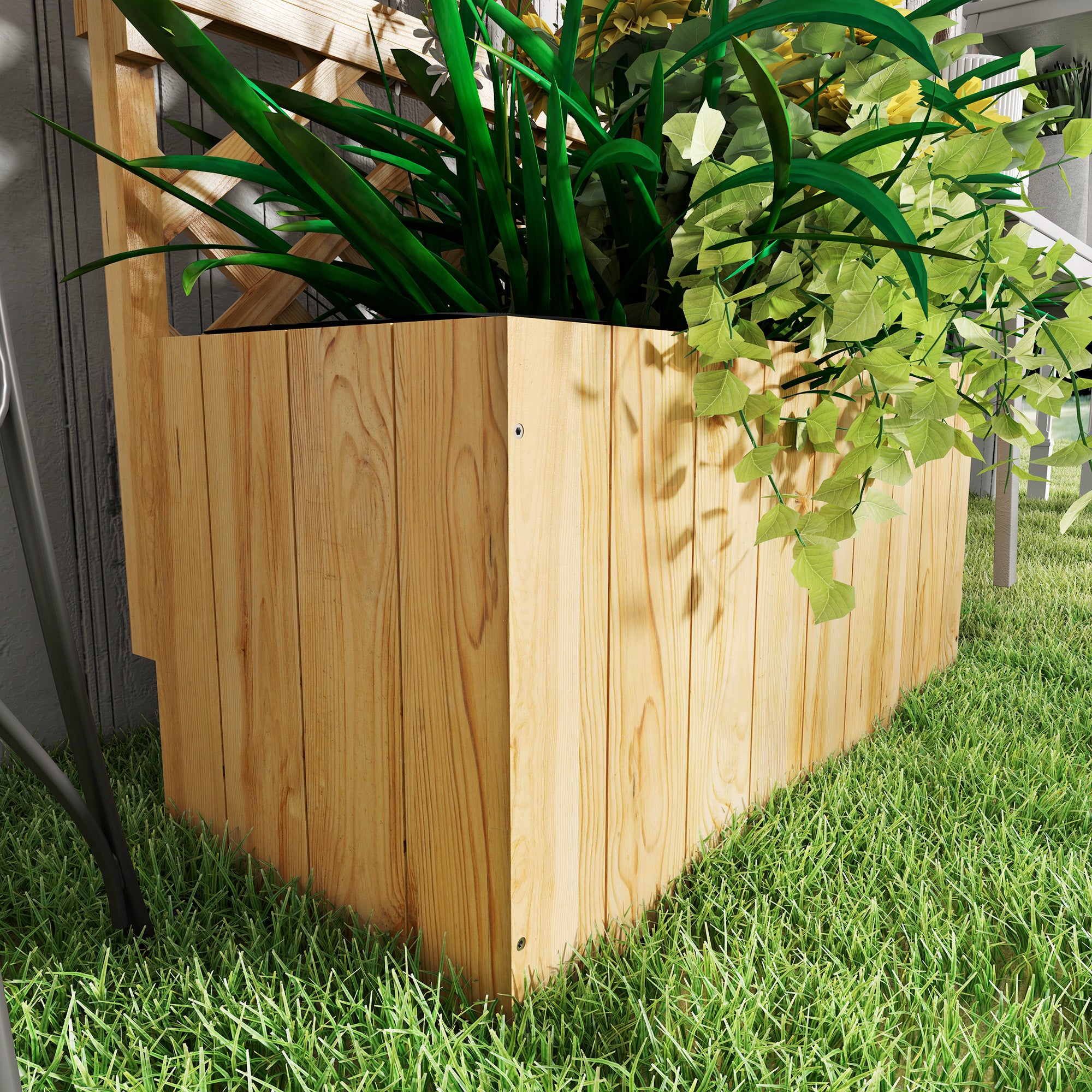 Fir Wood Outdoor Garden Planter Box 76cm Wide - Velmora