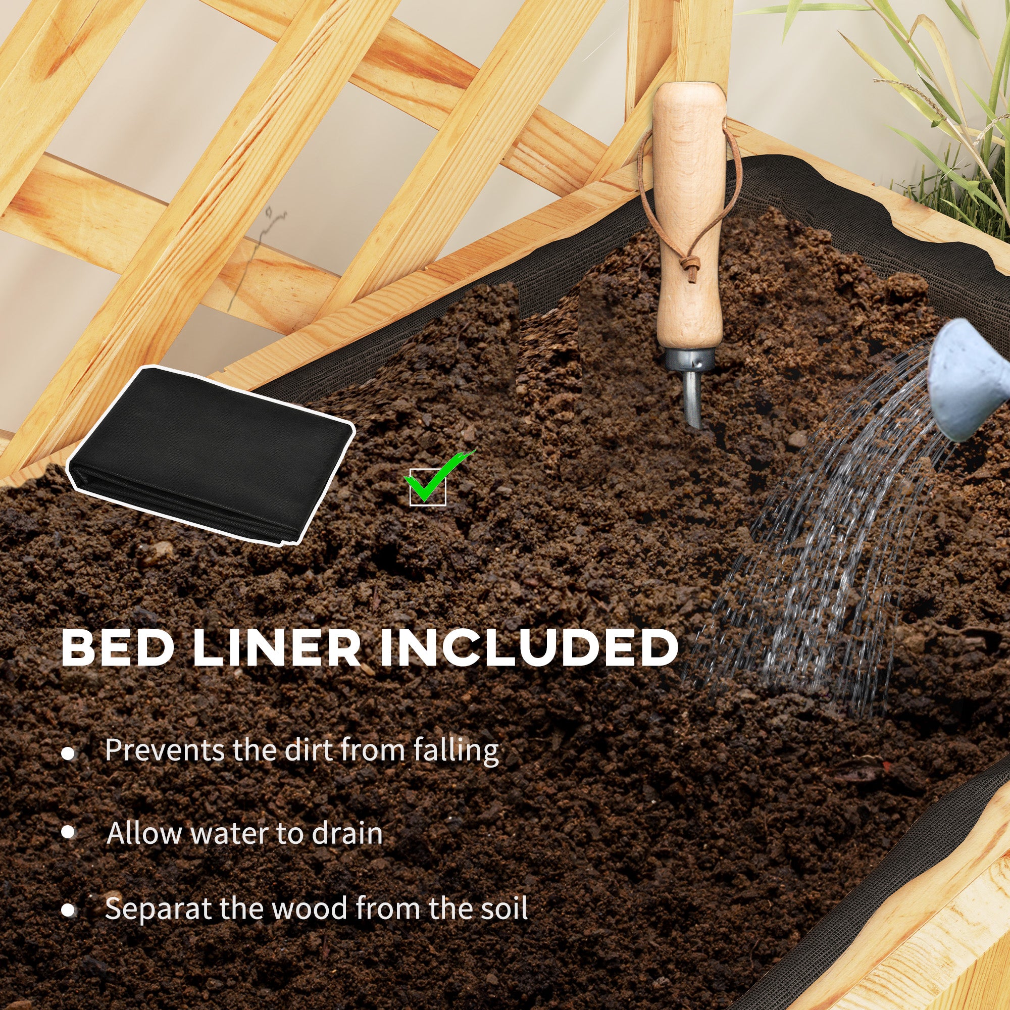 Fir Wood Outdoor Garden Planter Box 76cm Wide - Velmora