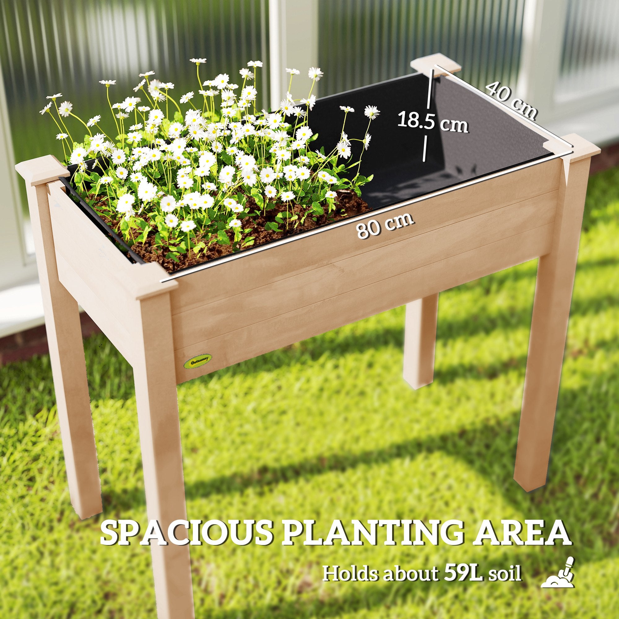 Fir Wood Outdoor Garden Planter Box 86cm Wide - Velmora