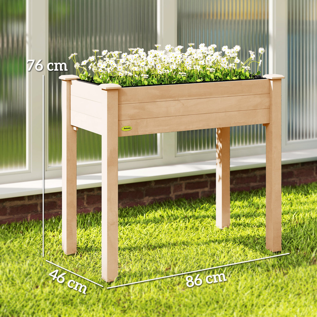 Fir Wood Outdoor Garden Planter Box 86cm Wide - Velmora