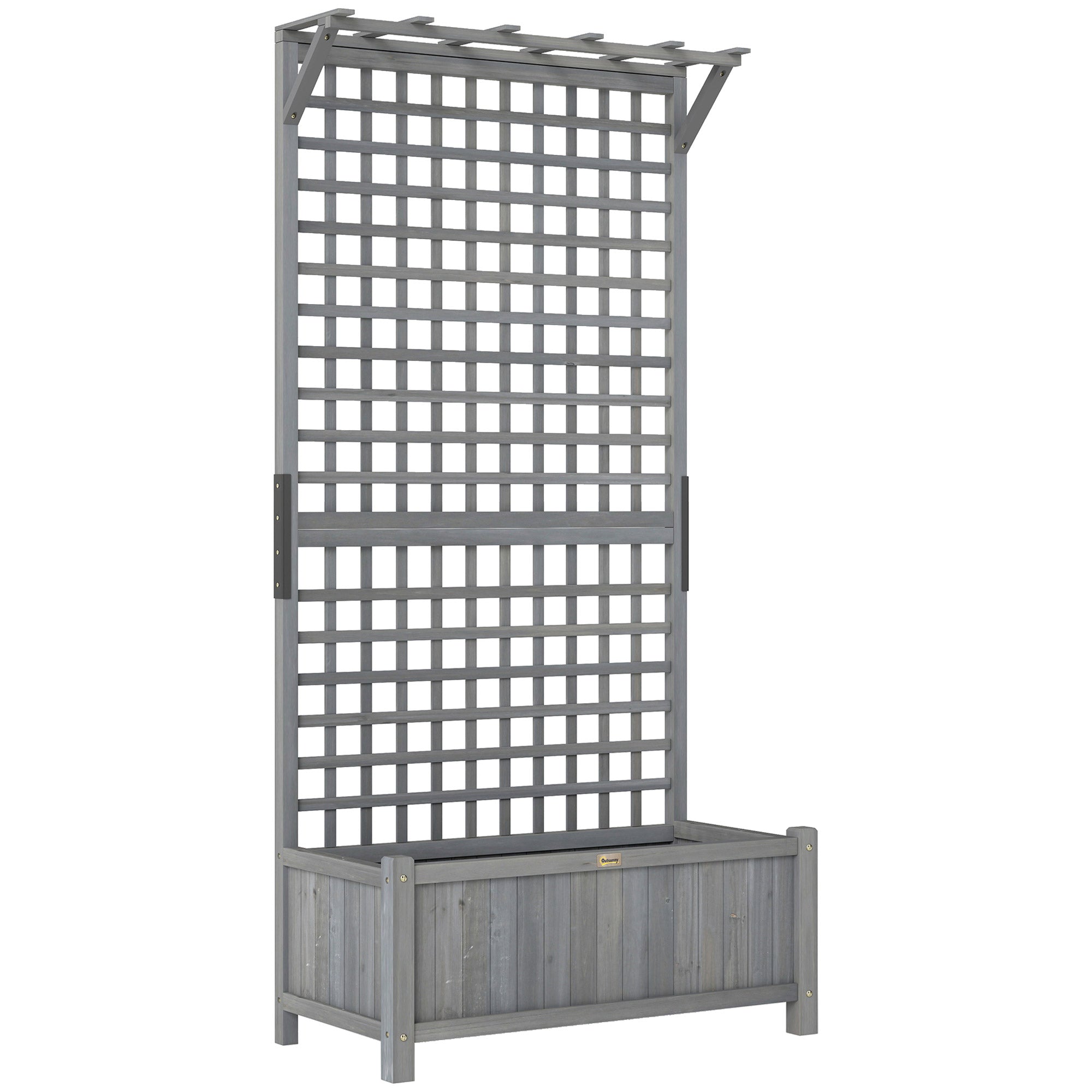 Fir Wood Outdoor Garden Planter Box 90cm Wide - Velmora