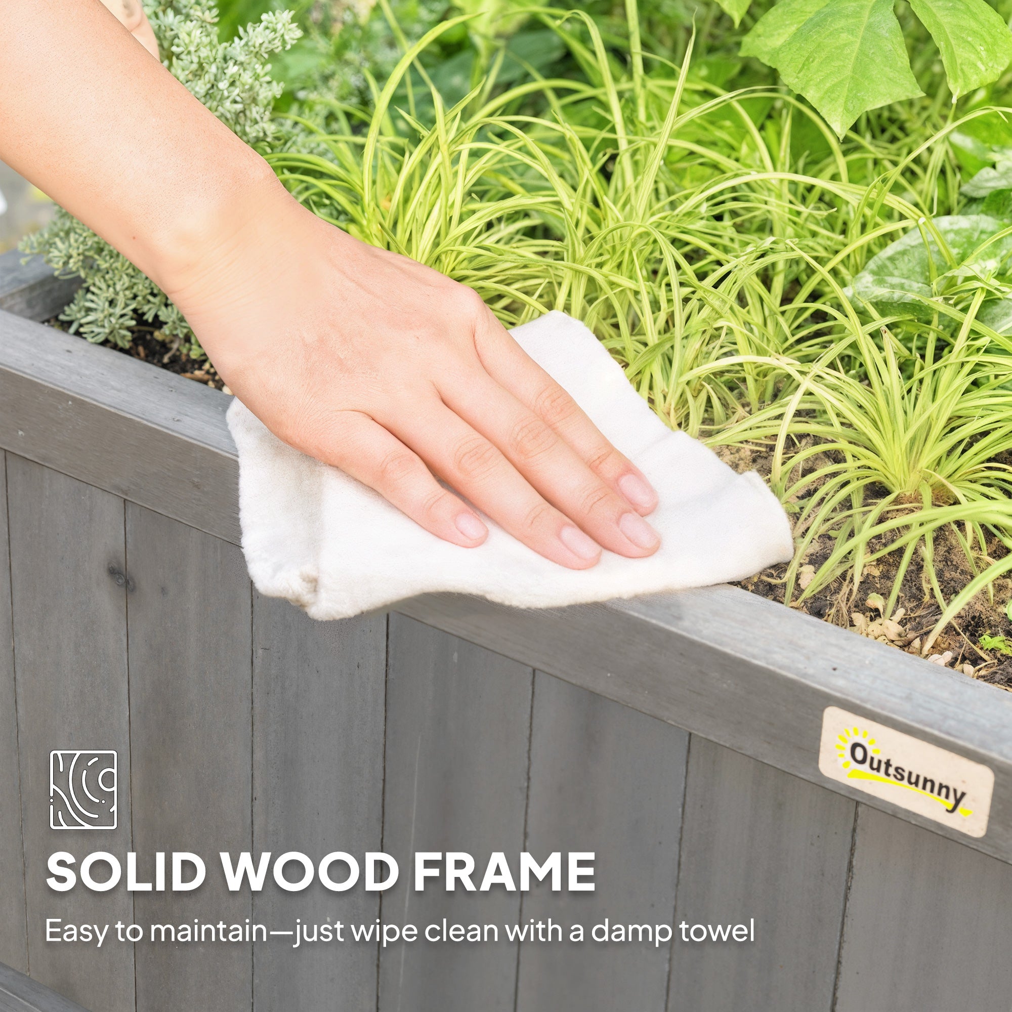 Fir Wood Outdoor Garden Planter Box 90cm Wide - Velmora