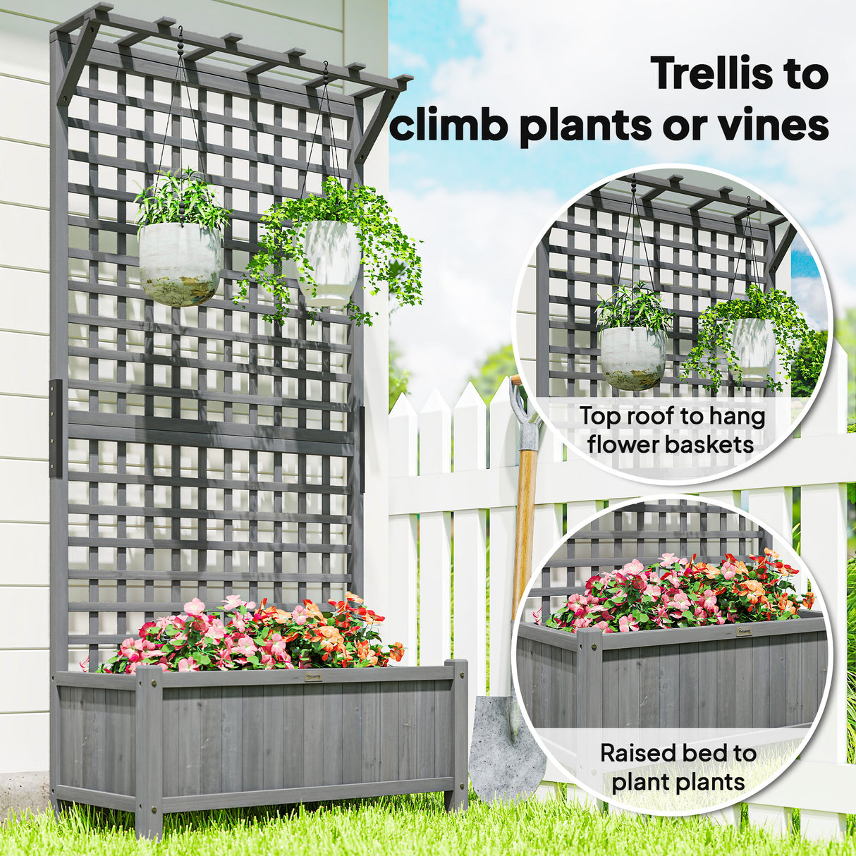 Fir Wood Outdoor Garden Planter Box 90cm Wide - Velmora