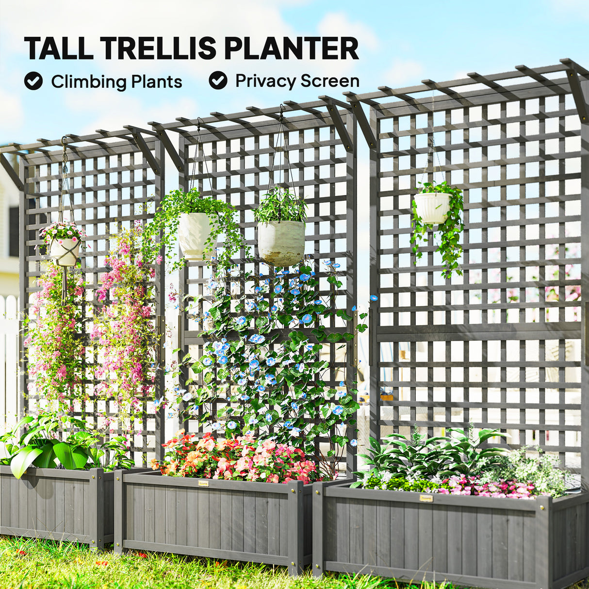Fir Wood Outdoor Garden Planter Box 90cm Wide - Velmora