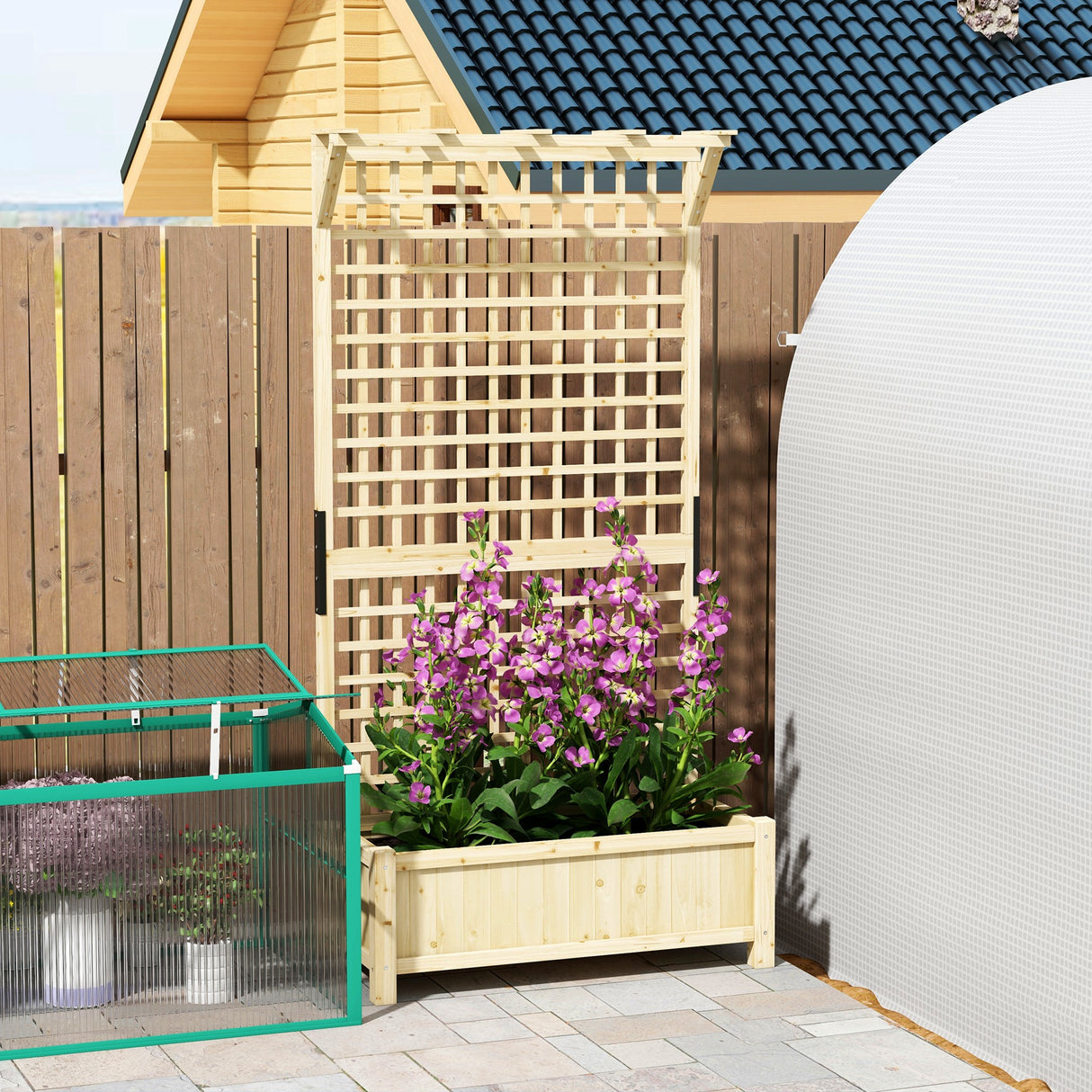 Fir Wood Outdoor Garden Planter Box 90cm Wide - Velmora