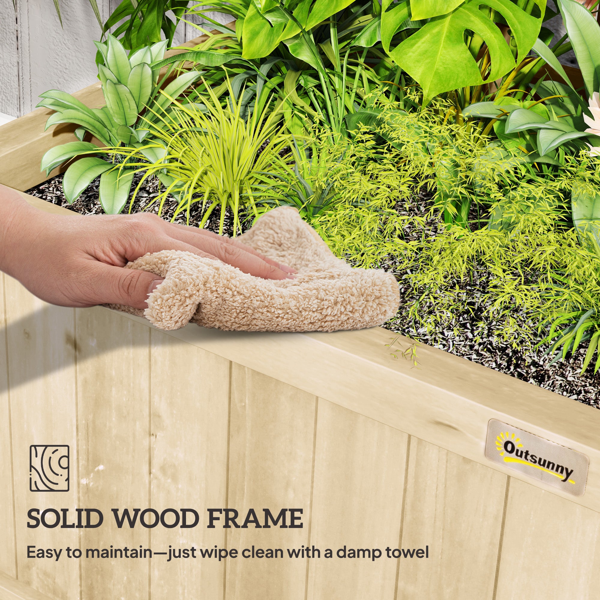 Fir Wood Outdoor Garden Planter Box 90cm Wide - Velmora