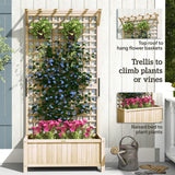 Fir Wood Outdoor Garden Planter Box 90cm Wide - Velmora