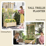 Fir Wood Outdoor Garden Planter Box 90cm Wide - Velmora