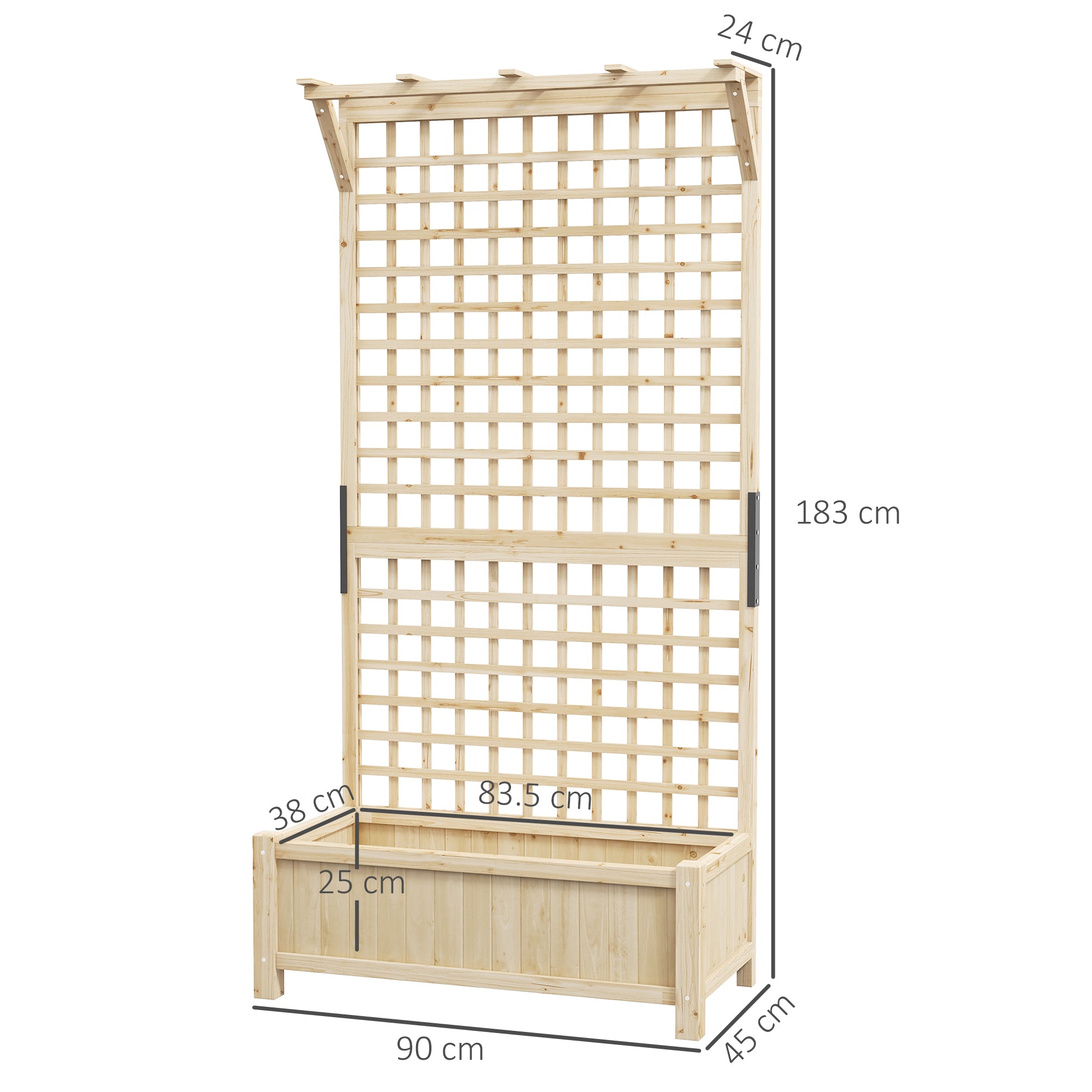 Fir Wood Outdoor Garden Planter Box 90cm Wide - Velmora