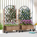 Fir Wood Outdoor Garden Planter Box With Wheels 52cm Wide in Set Of 2 - Velmora