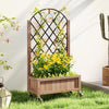 Fir Wood Outdoor Garden Planter Box With Wheels 52cm Wide - Velmora
