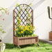 Fir Wood Outdoor Garden Planter Box With Wheels 52cm Wide - Velmora