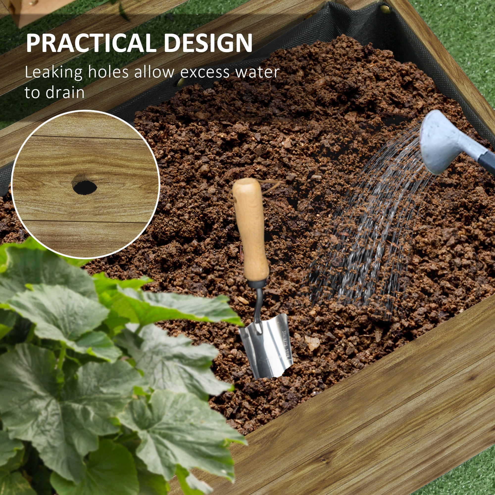Fir Wood Outdoor Garden Planter Box With Wheels 76cm Wide - Velmora