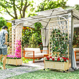 Fir Wood Outdoor Garden Planter Box With Wheels 82.5cm Wide - Velmora