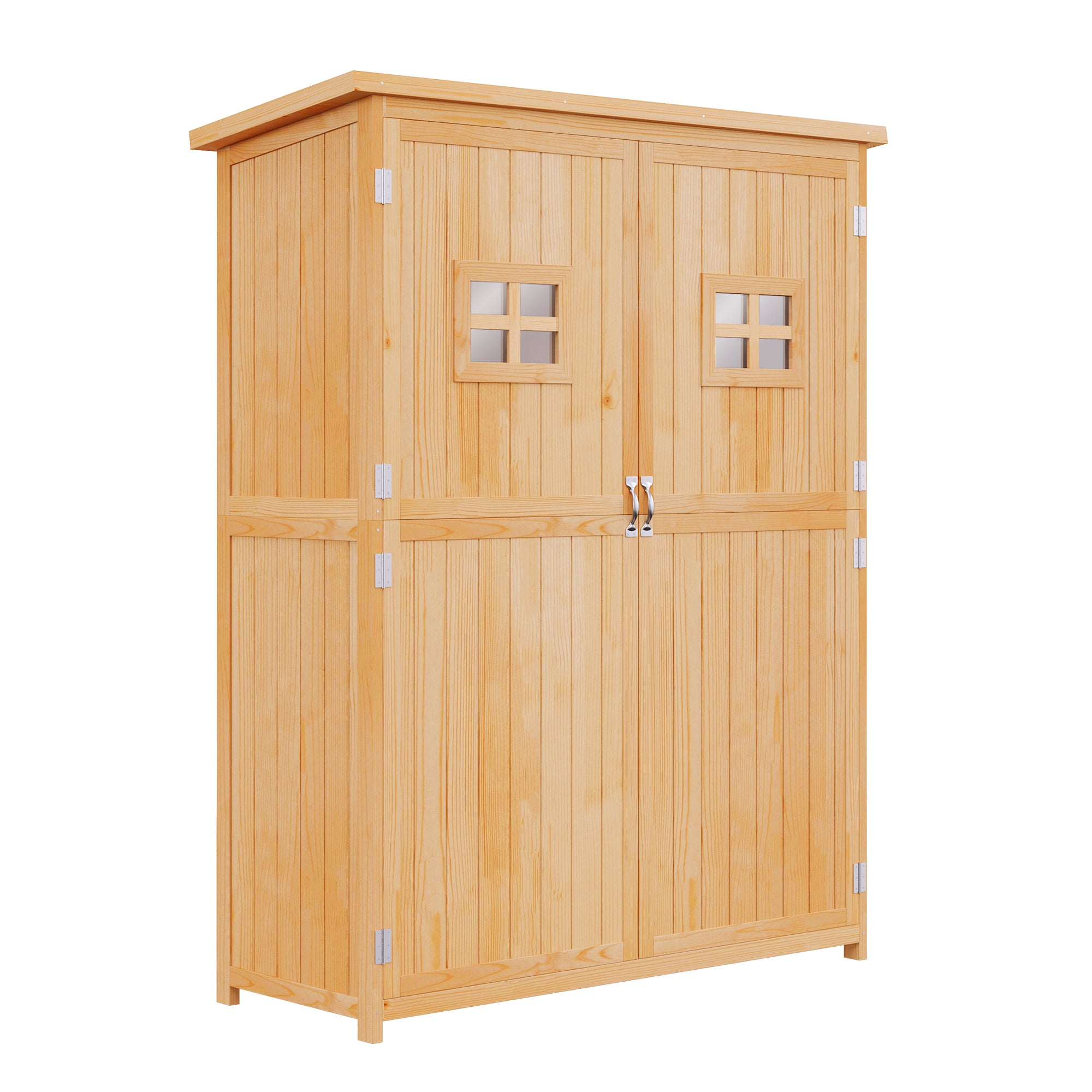 Fir Wood Outdoor Garden Shed With Two Windows - Velmora