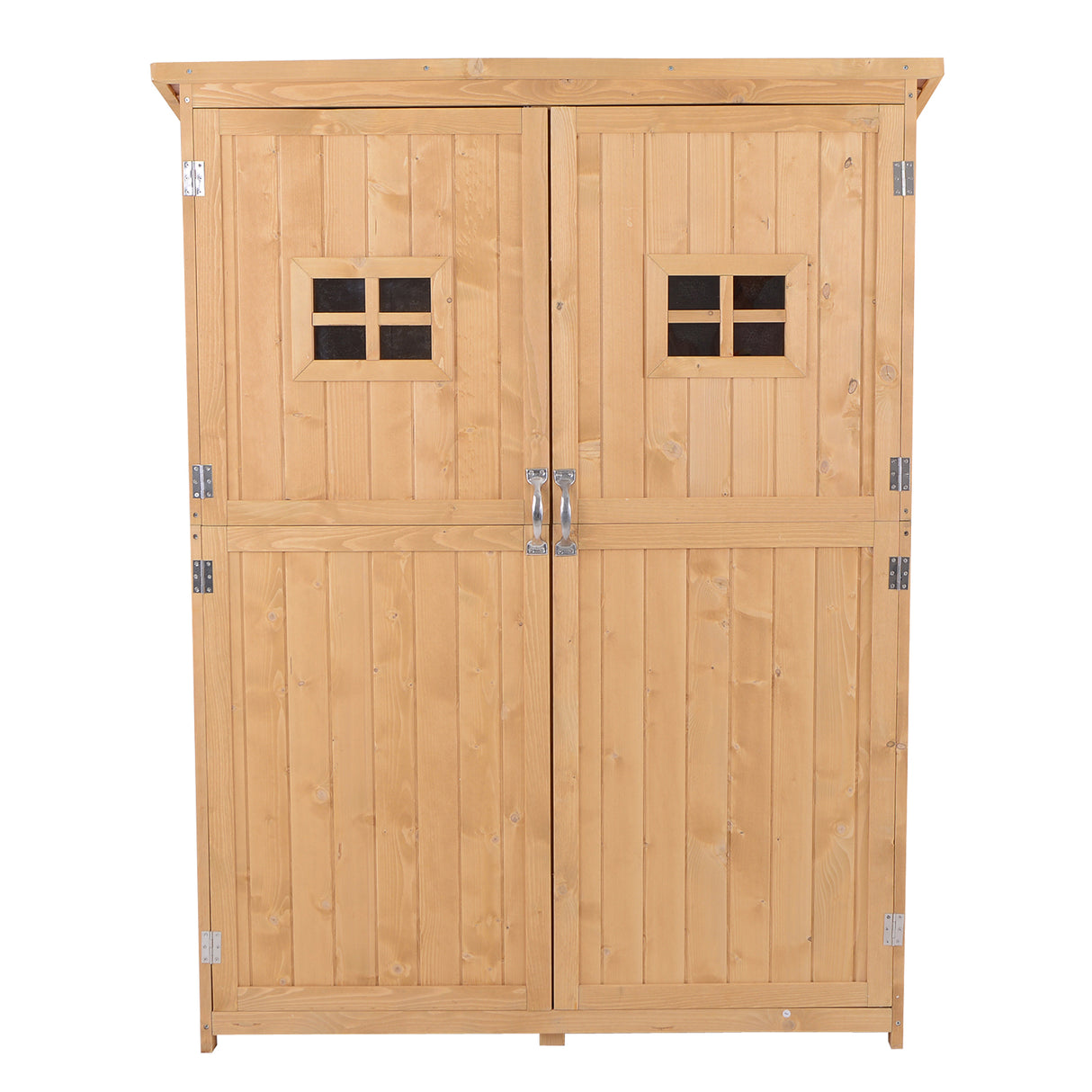Fir Wood Outdoor Garden Shed With Two Windows - Velmora