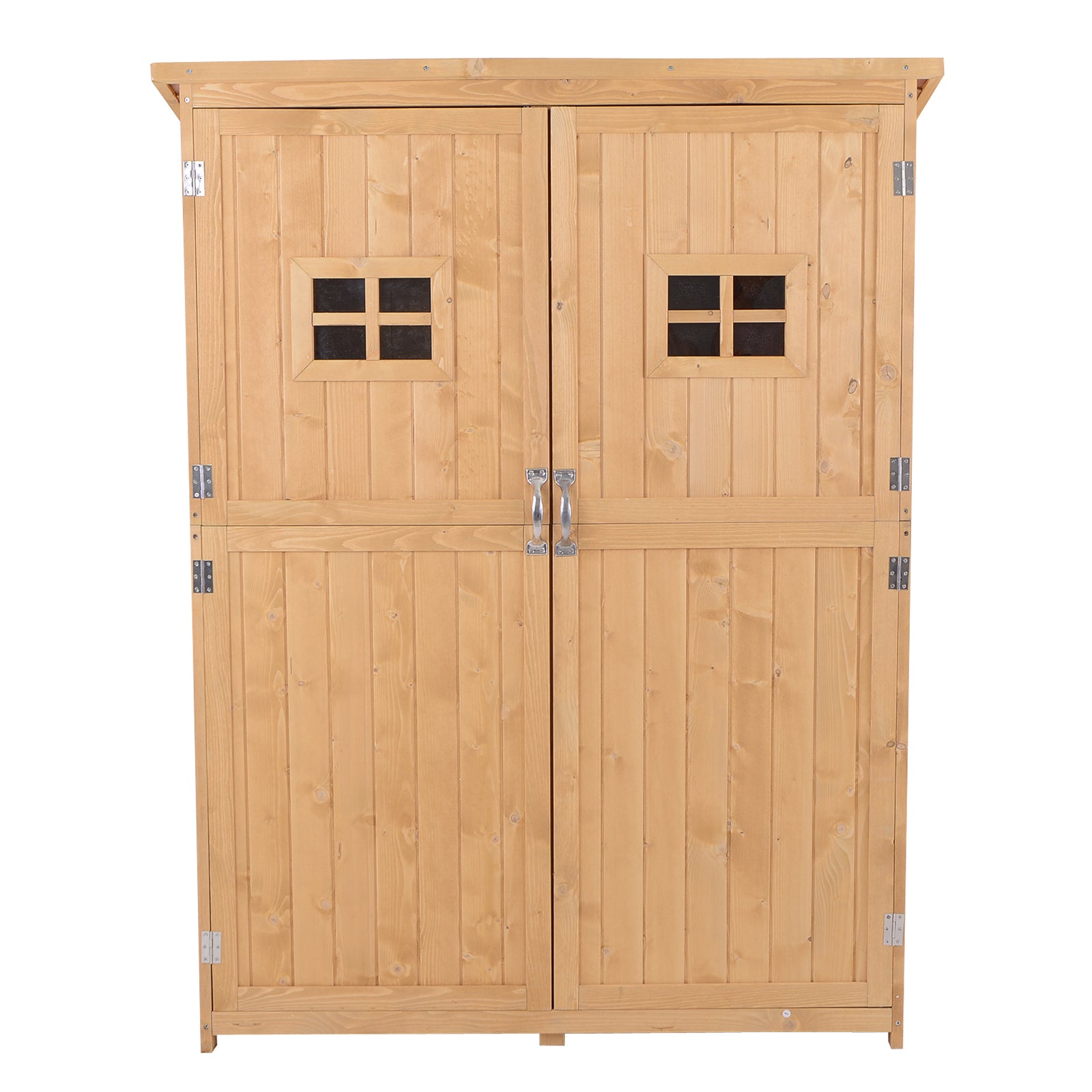 Fir Wood Outdoor Garden Shed With Two Windows - Velmora