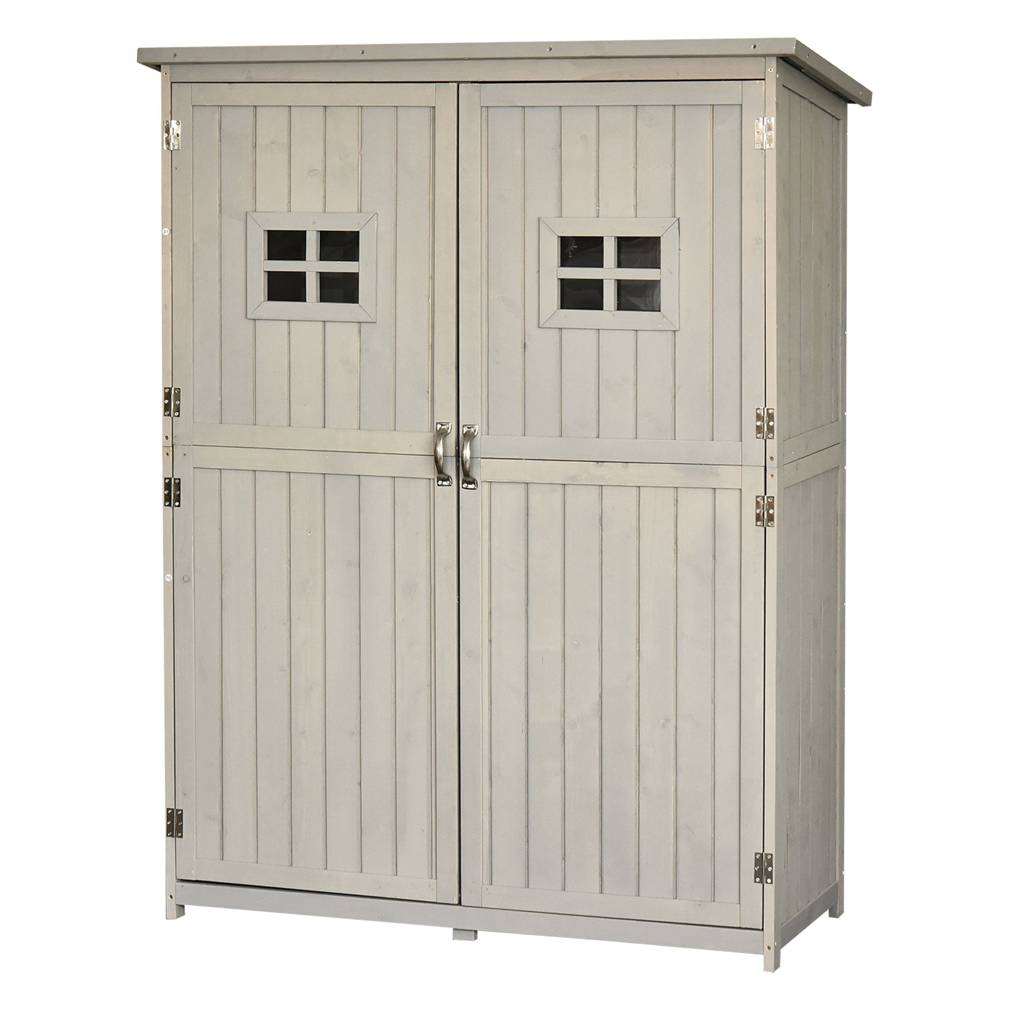 Fir Wood Outdoor Garden Shed With Two Windows - Velmora