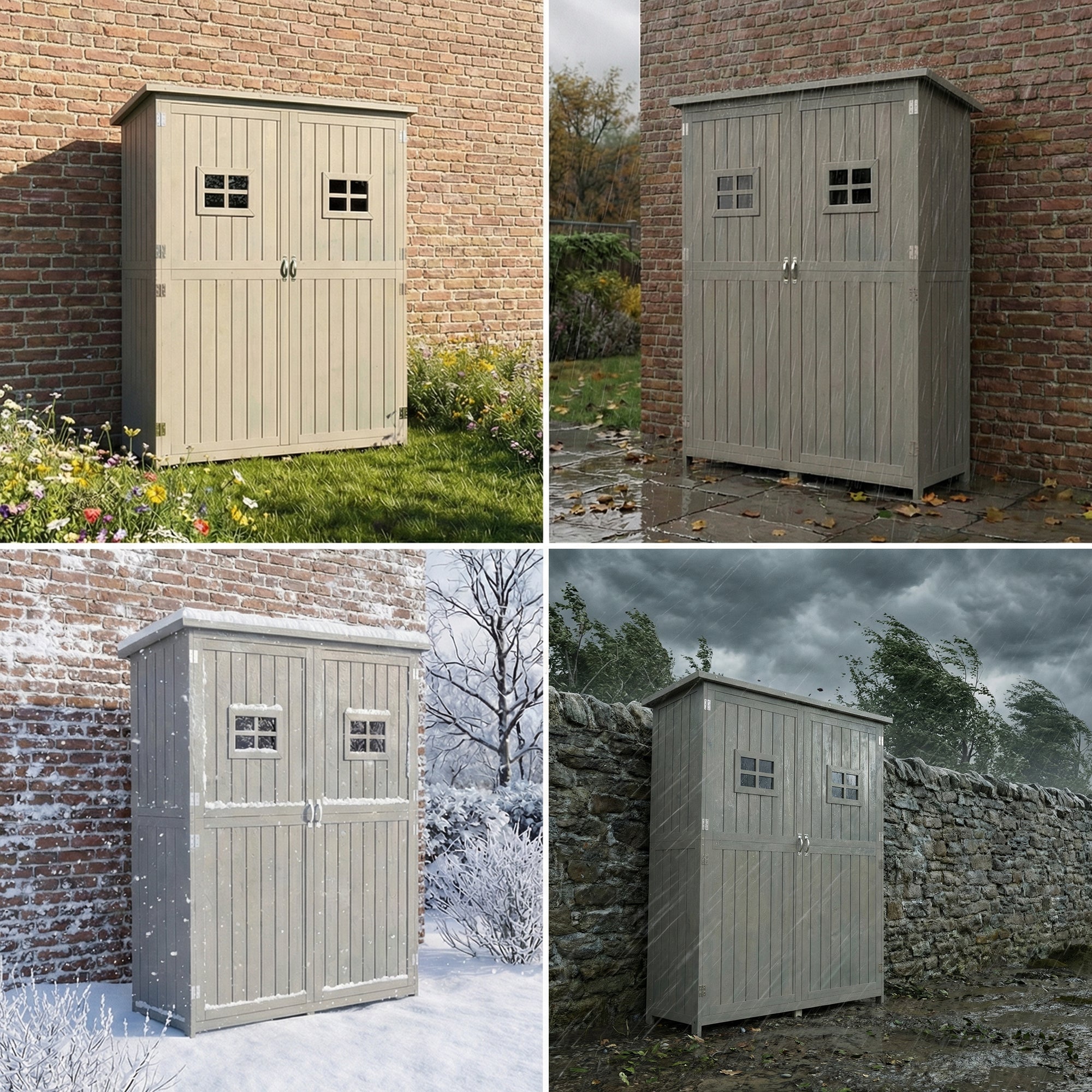 Fir Wood Outdoor Garden Shed With Two Windows - Velmora