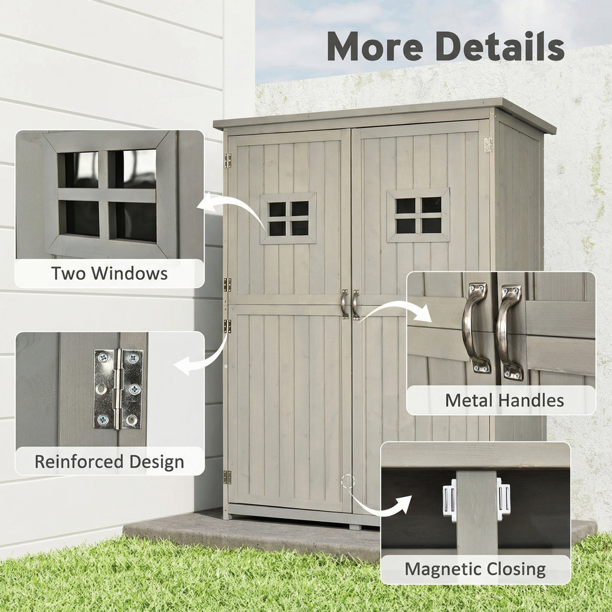 Fir Wood Outdoor Garden Shed With Two Windows - Velmora