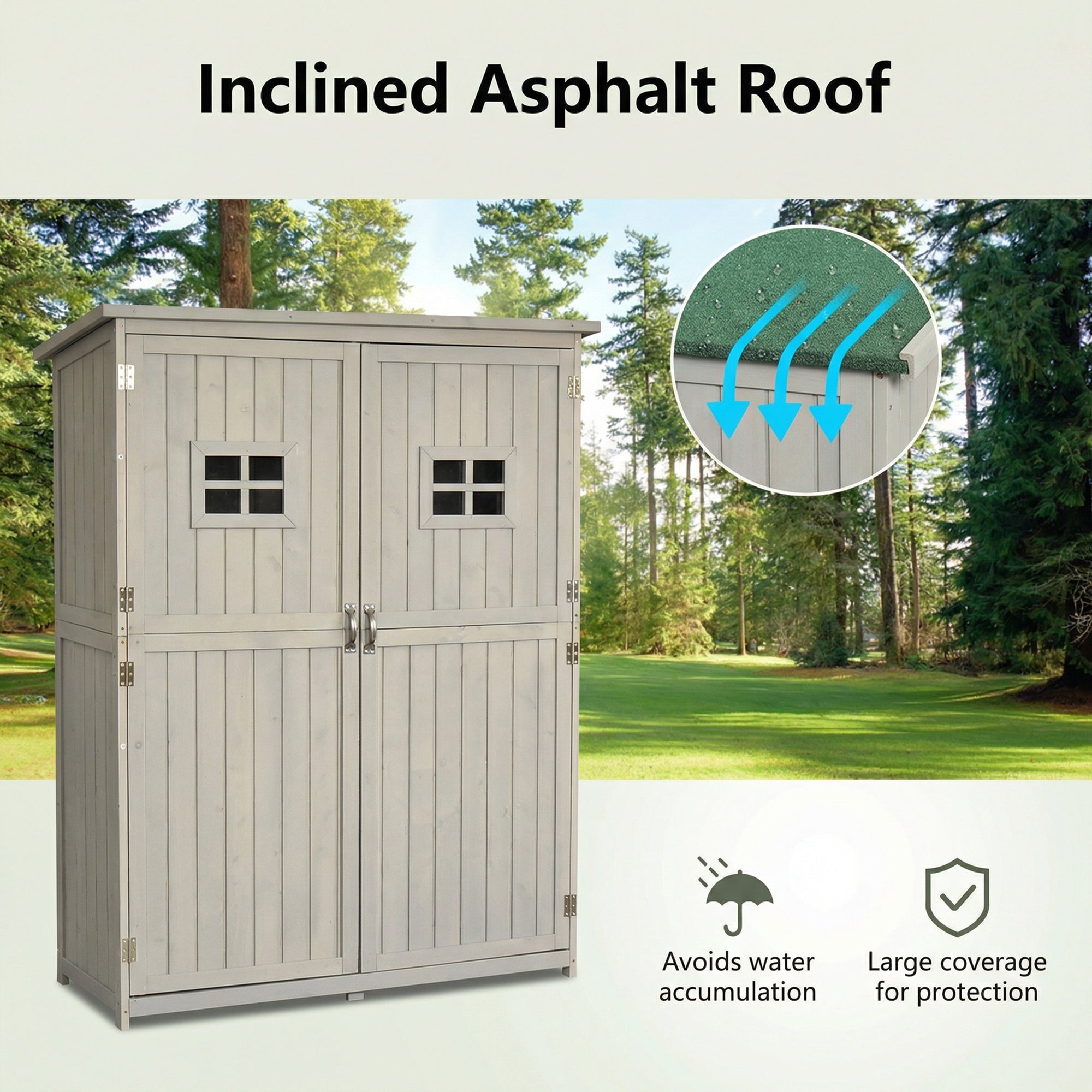 Fir Wood Outdoor Garden Shed With Two Windows - Velmora