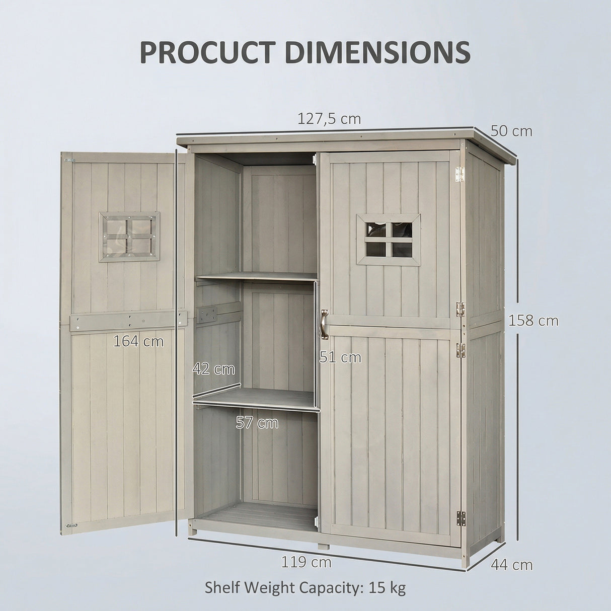 Fir Wood Outdoor Garden Shed With Two Windows - Velmora