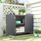 Fir Wood Outdoor Garden Storage Cabinet 98cm Wide - Velmora