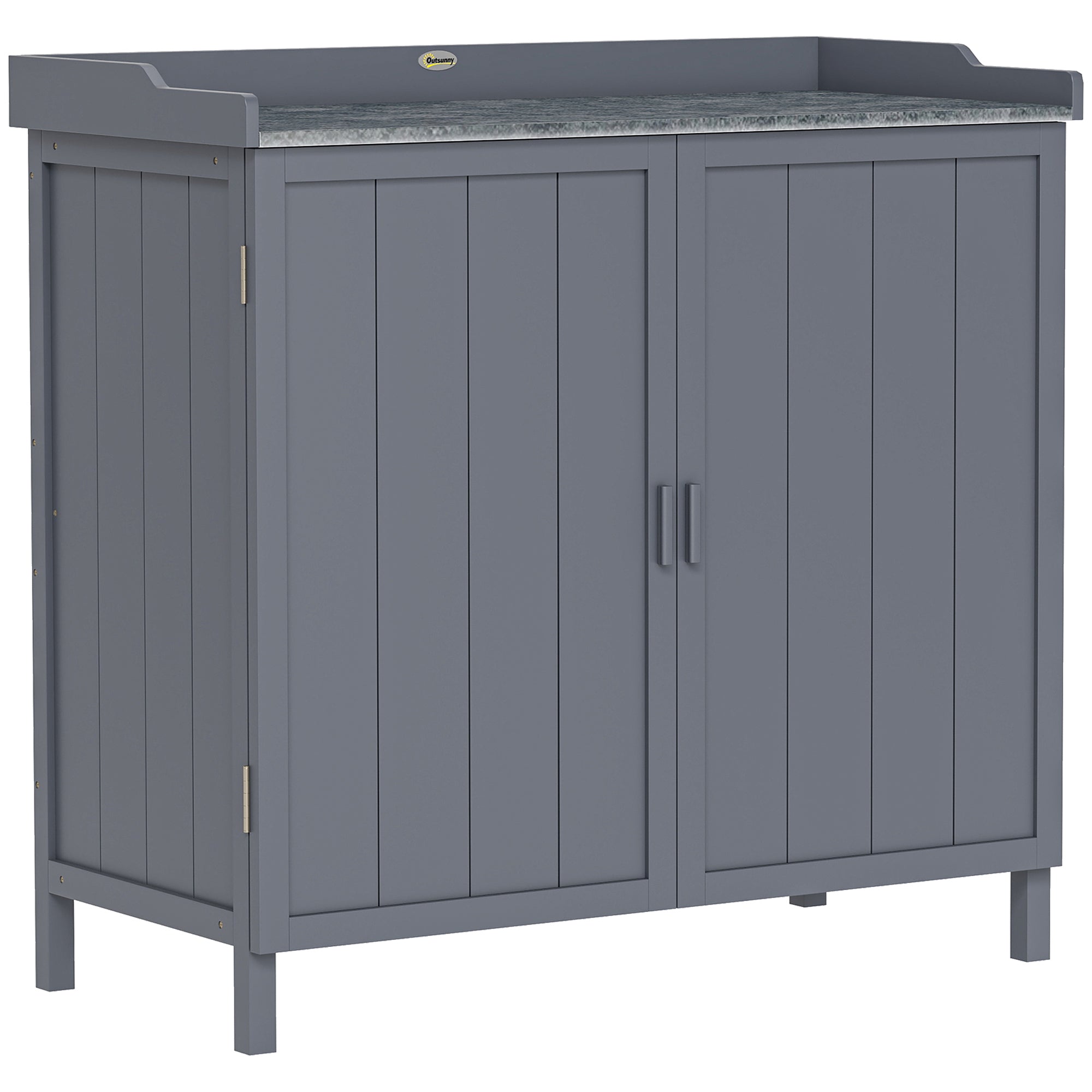 Fir Wood Outdoor Garden Storage Cabinet 98cm Wide - Velmora