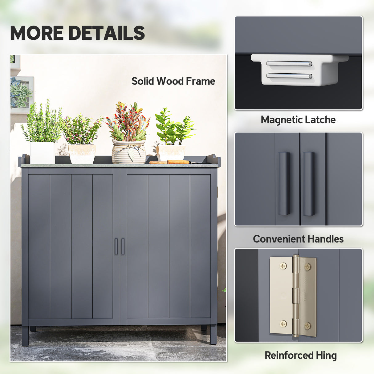 Fir Wood Outdoor Garden Storage Cabinet 98cm Wide - Velmora